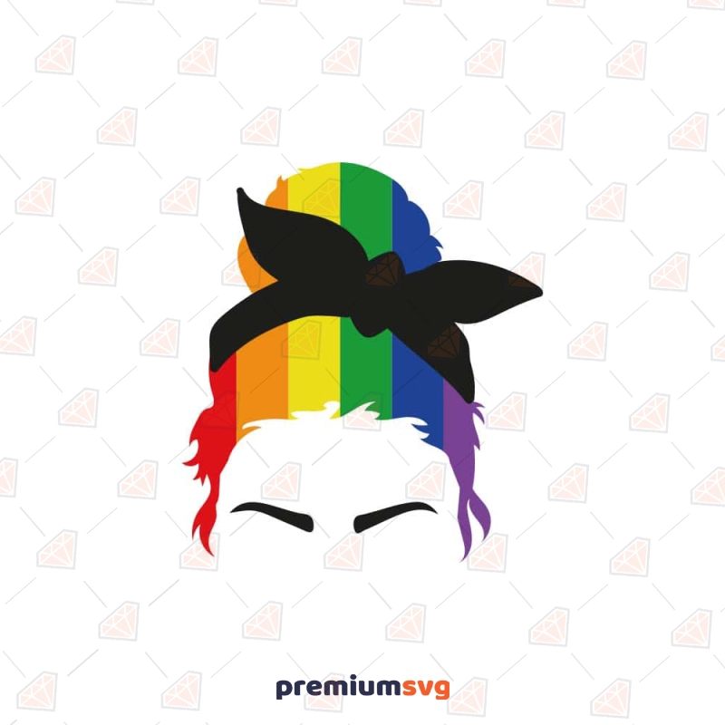 Pride Rainbow Messy Bun SVG Cut File Lgbt Pride SVG Svg