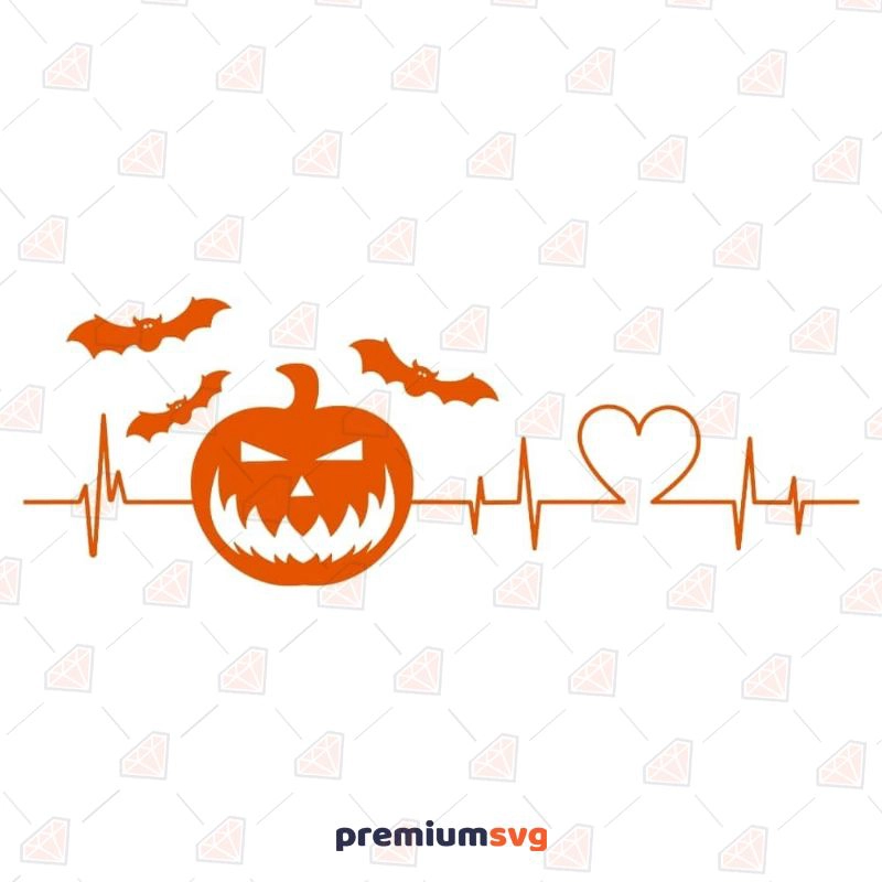 Pumpkin Heartbeat SVG, Pumpkin SVG Vector Pumpkin SVG Svg