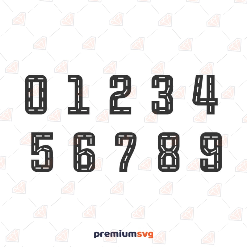 Race Track & Road Numbers SVG Cut File Font Svg