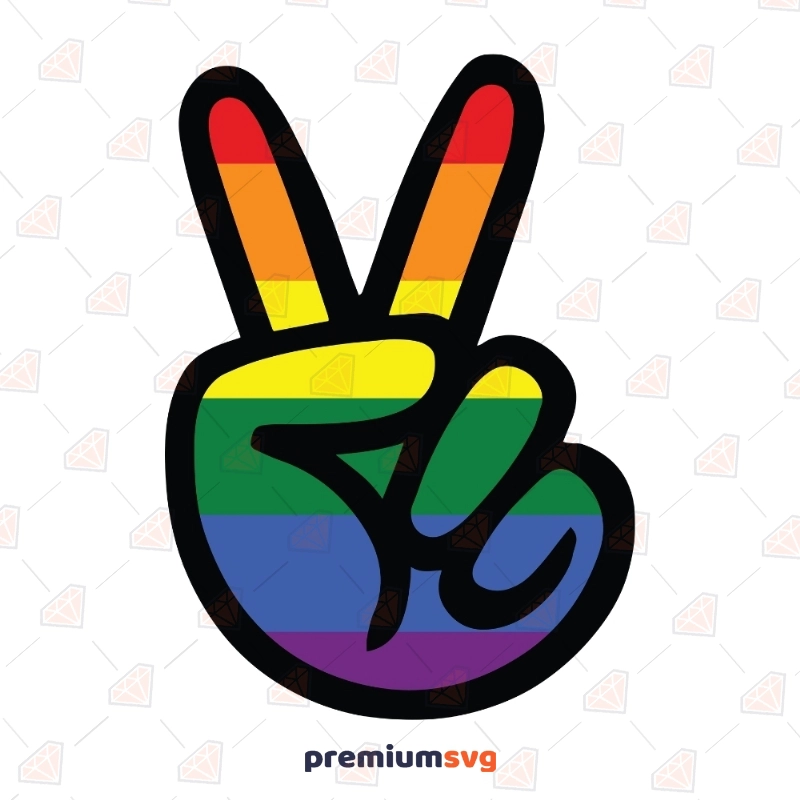 Rainbow Peace Symbol Svg | Lgbtq Hand Svg Vector File Lgbt Pride SVG Svg