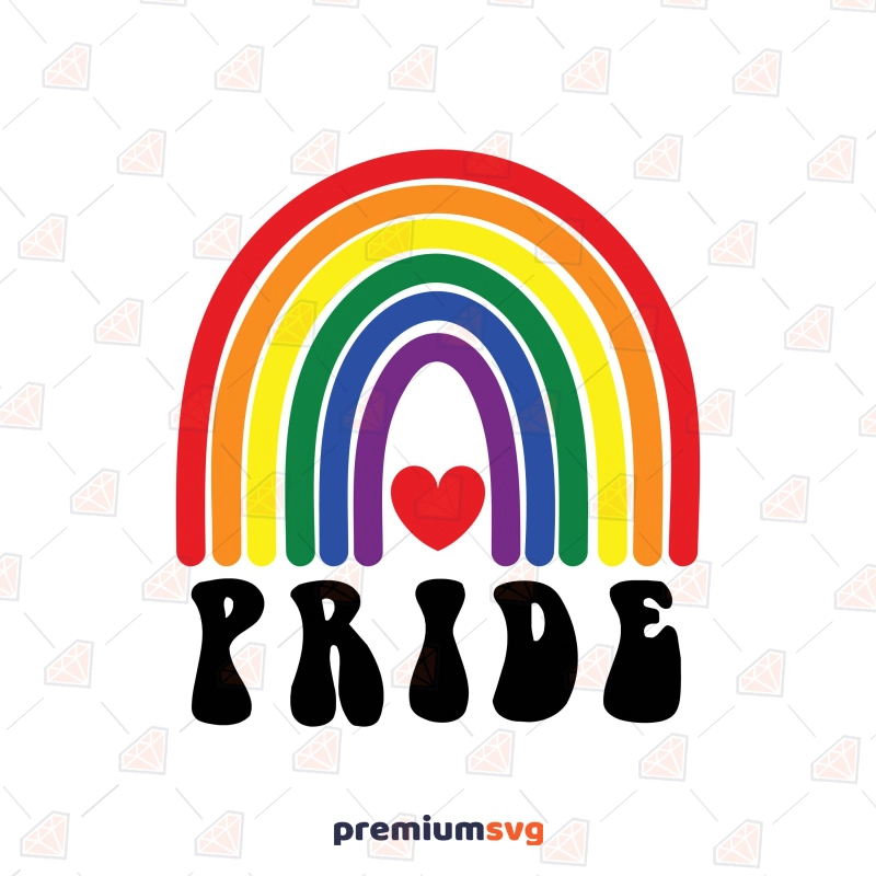 Rainbow Pride SVG with Heart, LGBT Design Lgbt Pride SVG Svg