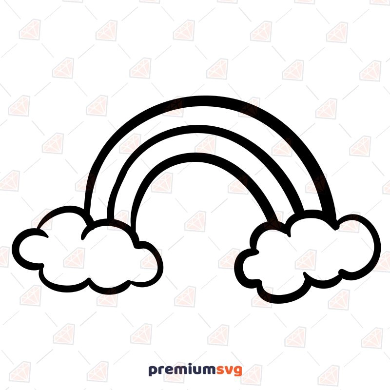 Rainbow with Cloud SVG, Cut and Clipart Files Vector Illustration Svg
