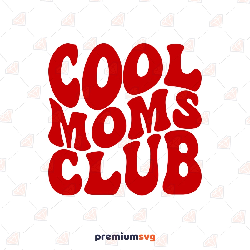 Red Cool Moms Club SVG, Mom Club Life SVG Wavy Design T-shirt SVG Svg