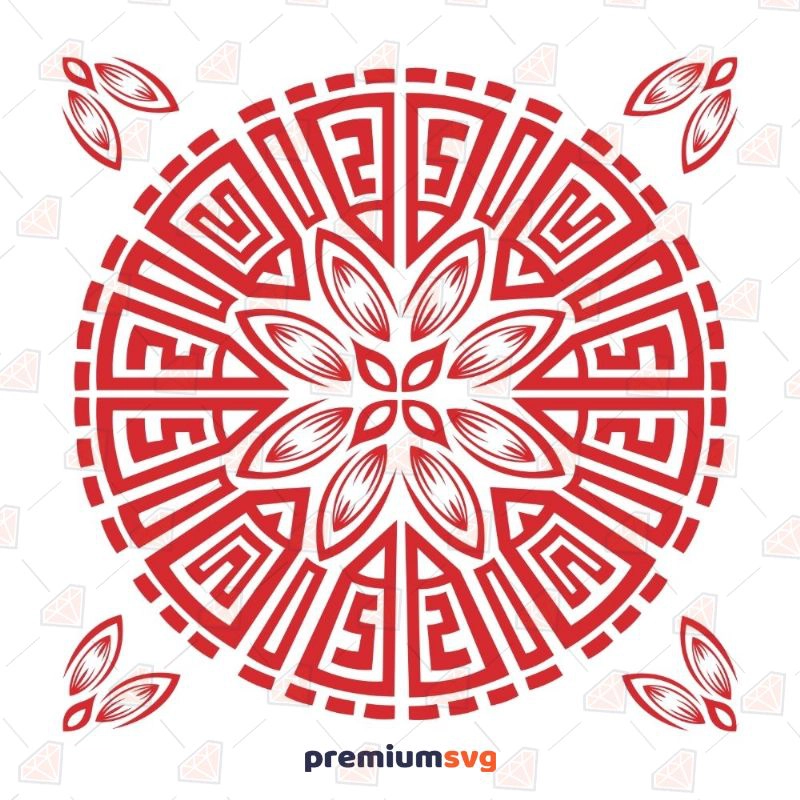 Red Decorative Ornament Tile SVG, Red Decor SVG Vector Geometric Shapes Svg