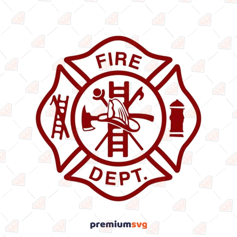 Red Firefighter Department Logo SVG, Fireman Red Logo SVG Firefighter SVG Svg