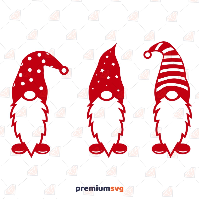 Red Gnomes SVG Bundle, Gnomes Clipart SVG Instant Download Christmas SVG Svg