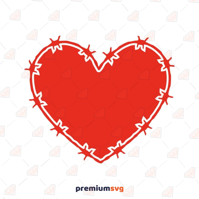 Red Heart Barbed Wire SVG, Wireheart SVG Vector Files Valentine's Day SVG Svg