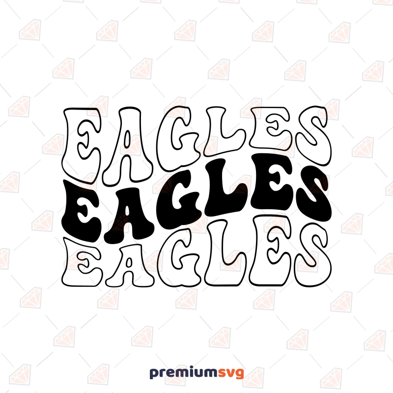 Retro Wavy Eagles SVG for Shirt, Cricut Design Football SVG Svg