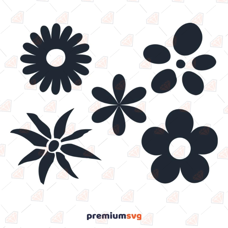 Retro Flowers SVG Bundle Drawings Svg