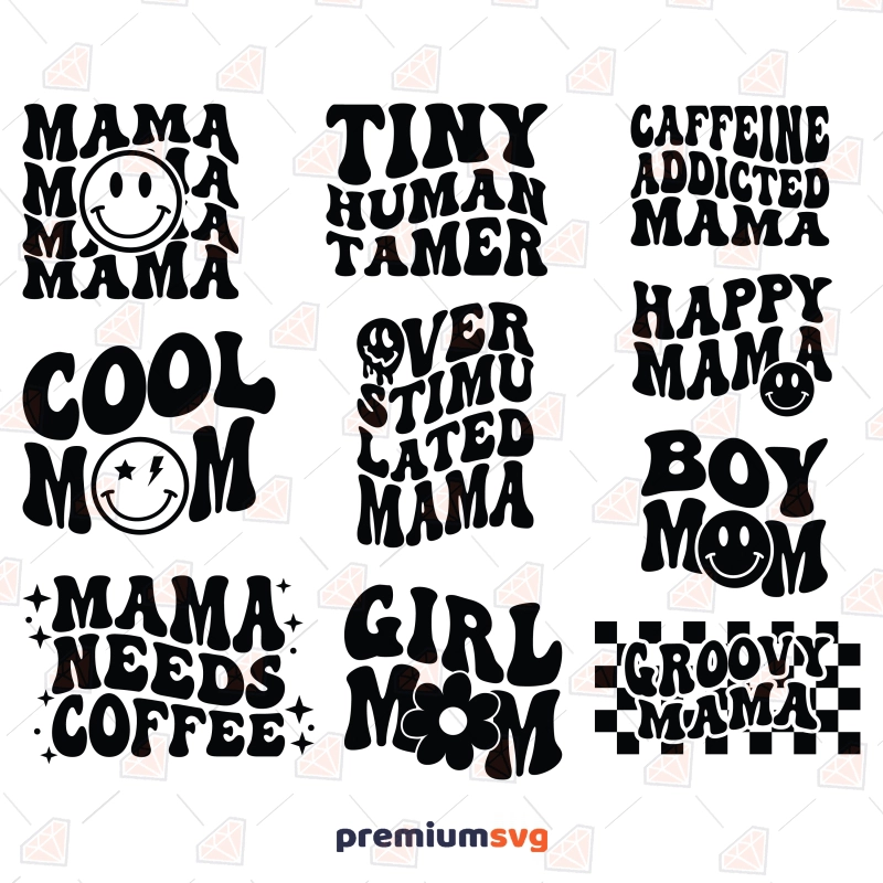 Retro Mama SVG Bundle, Boho Mom Shirt SVG Vector Files Mother's Day SVG Svg