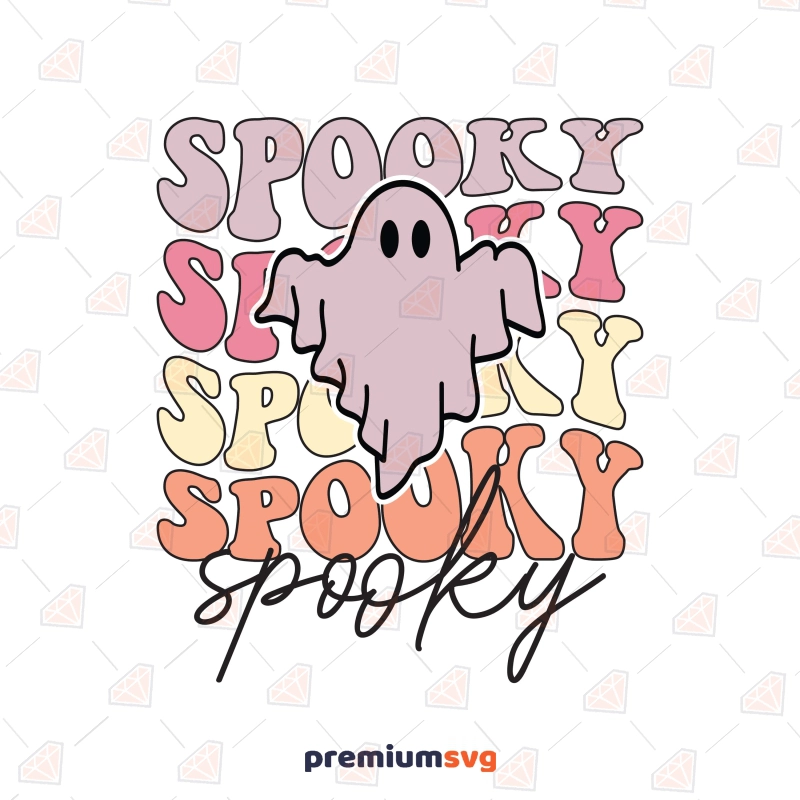 Retro Spooky Ghost PNG, Spooky Wavy Text SVG Halloween SVG Svg
