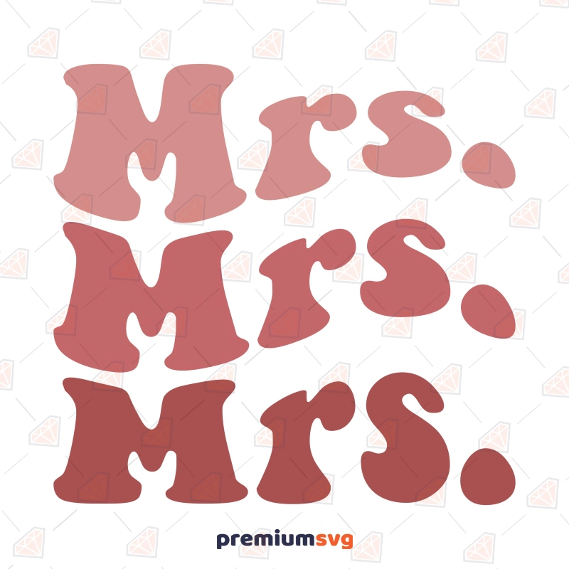 Retro Wavy Text Mrs SVG, Bride Mrs. SVG Wedding SVG Svg