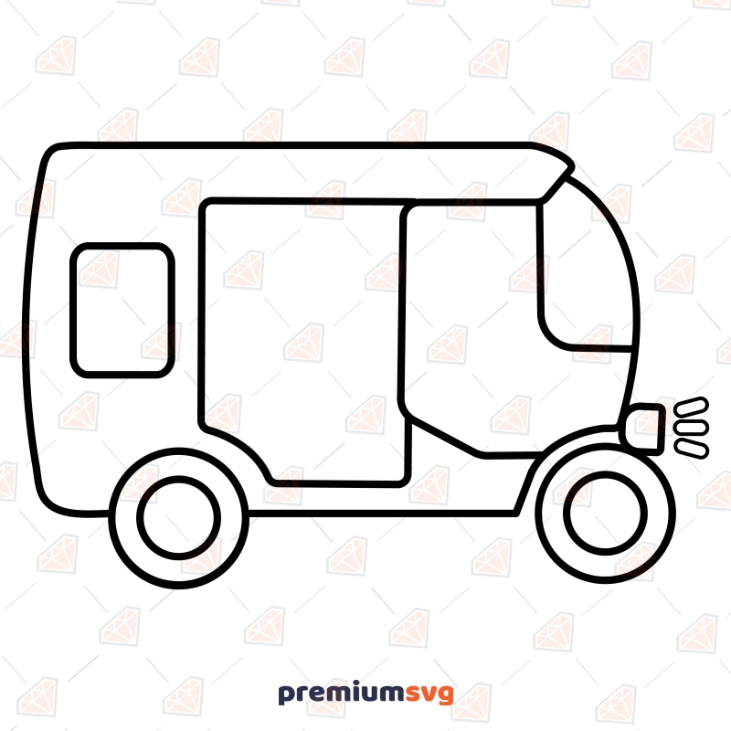 Rickshaw Outline SVG, Clipart Instant Download Transportation Svg