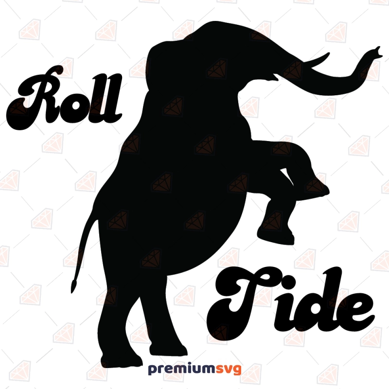 Roll Tide with Elephant SVG File, Alabama Elephant SVG Football SVG Svg