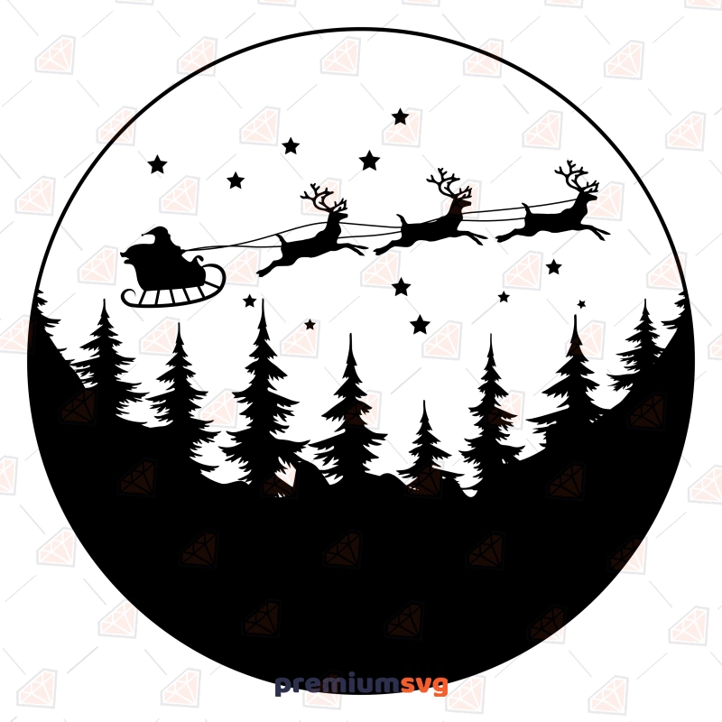 Santa Deer Sleight Moon Silhouette SVG, Santa's Deer Icon SVG Clipart Christmas SVG Svg