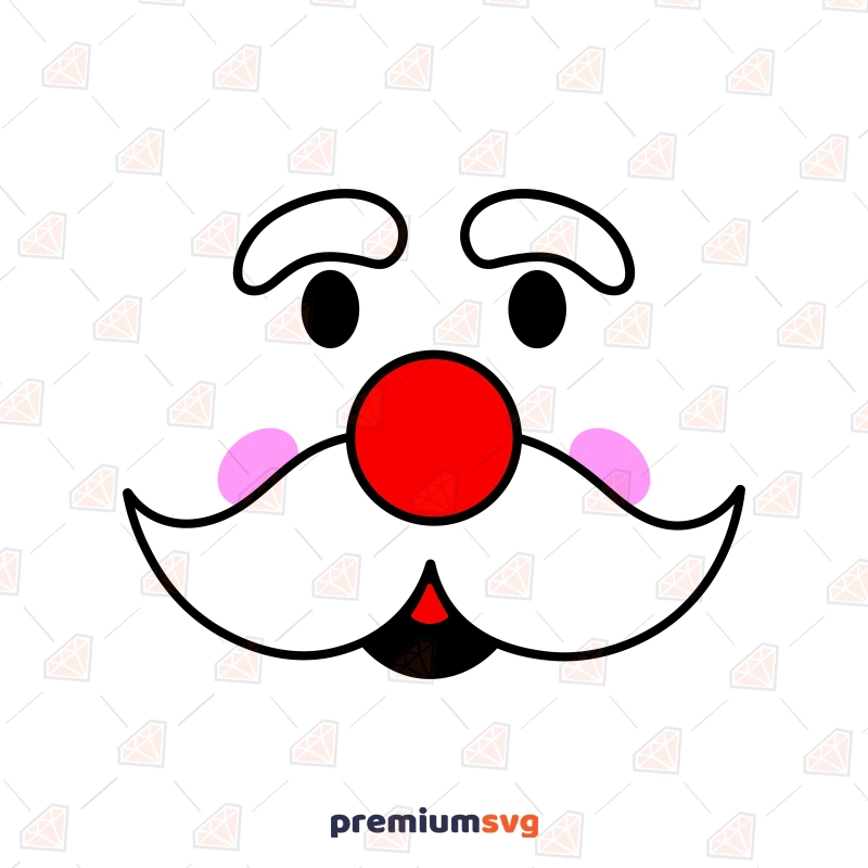 Santa Face SVG for Cricut, Simple Outline Claus Face Clipart Santa Claus SVG