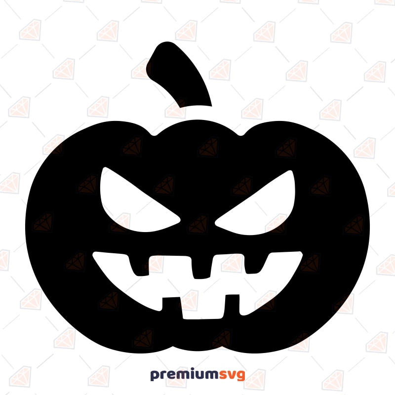 Scary Black Pumpkin SVG File, Spooky Pumpkin Clipart Instant Download Pumpkin SVG Svg