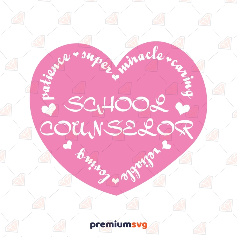 School Counselor Pink Heart SVG School SVG Svg