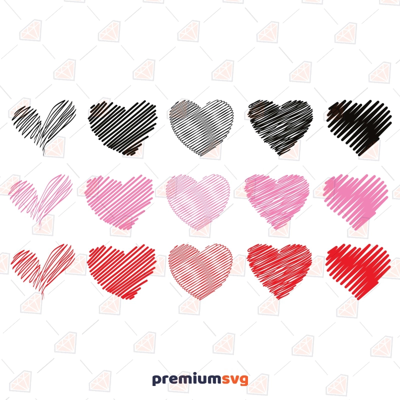 Scribble Hearts SVG Vector, Instant Download Drawings Svg