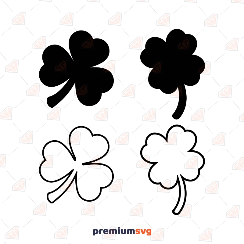 Shamrock and Clover Outline SVG Bundle, Shamrock SVG, Instant Download St Patrick's Day SVG Svg