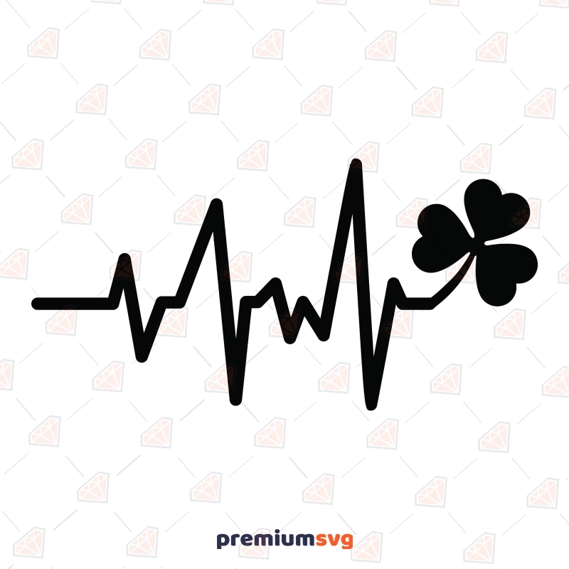 Shamrock Heartbeat SVG, Clover Leaf Clipart St Patrick's Day SVG Svg