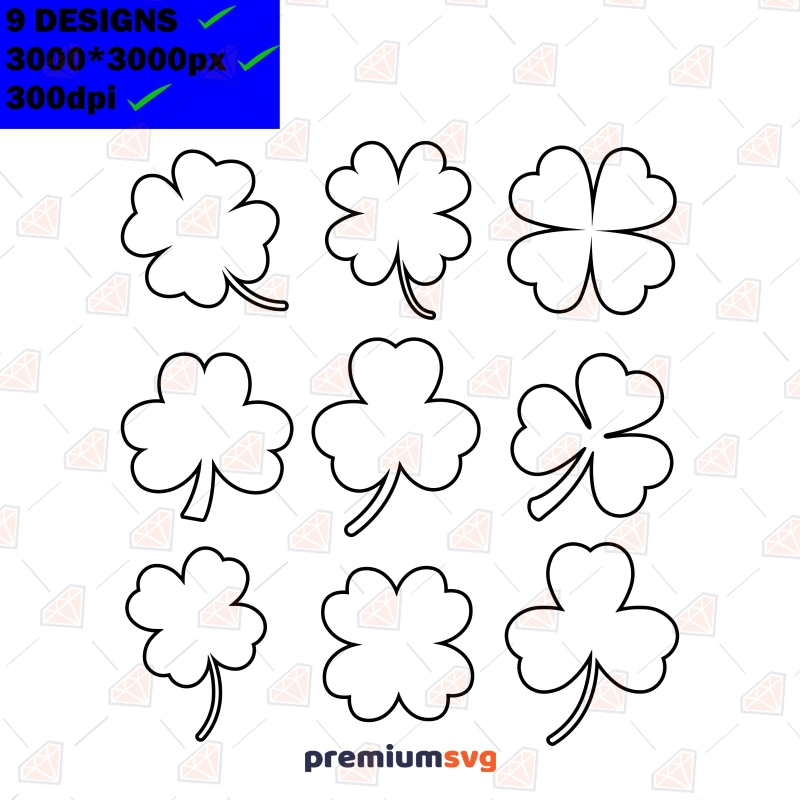 Shamrock Outline Bundle SVG Images, Clover Outline SVG Bundle St Patrick's Day SVG Svg