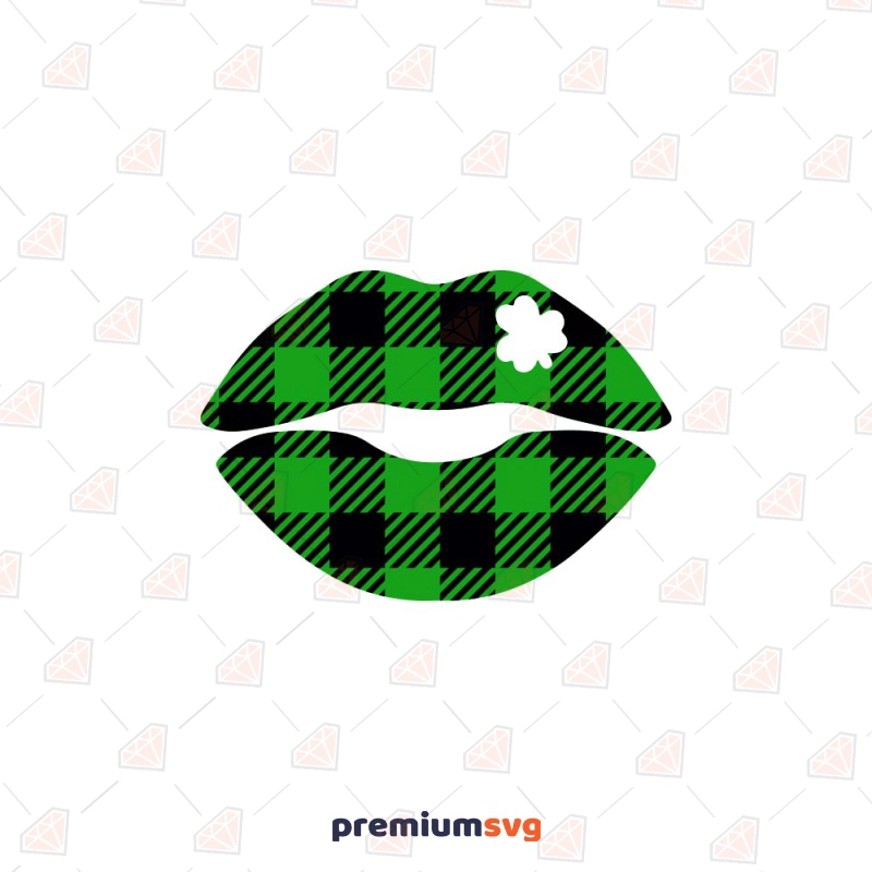 Shamrock Plaid Lips SVG St Patrick's Day SVG Svg