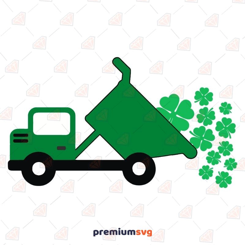 Truck Dumping Shamrocks SVG Cut File, St. Patrick's Day Truck Sublimation St Patrick's Day SVG Svg