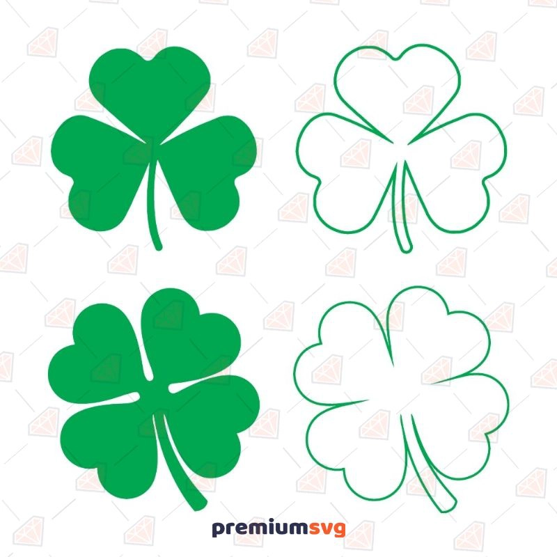 Shamrocks with Outline SVG Bundle, St. Patrick's Day Design Bundle St Patrick's Day SVG Svg