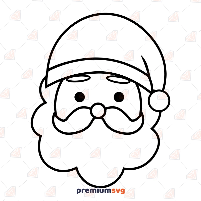 Simple Santa Face SVG Cut File, Basic Santa SVG Clipart Christmas SVG Svg