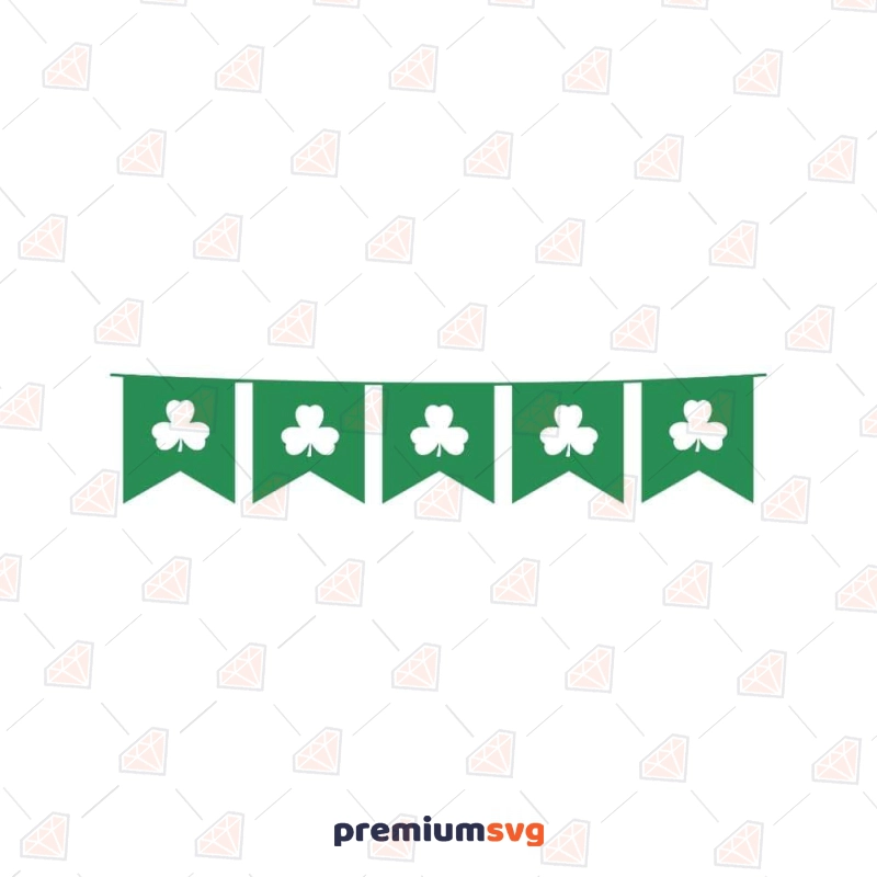 Simple Shamrock Banner SVG, Clover Leaf Vector Files St Patrick's Day SVG Svg