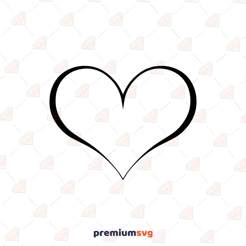 Thin Heart Outline SVG, Basic Heart SVG Clipart Valentine's Day SVG Svg
