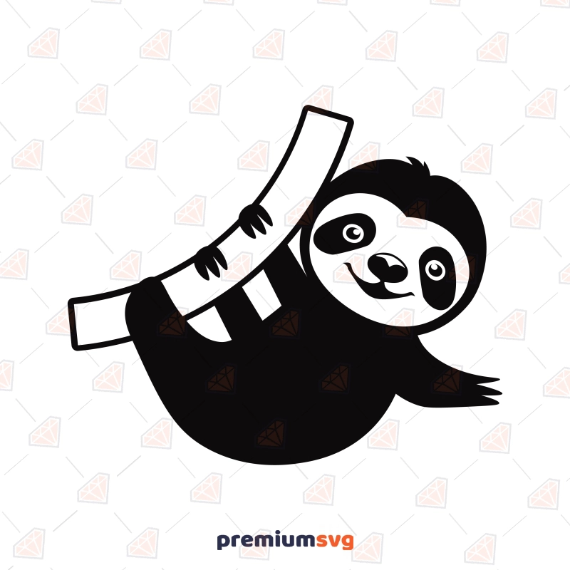 Sloth Hanging From Branch SVG Wild & Jungle Animals SVG Svg