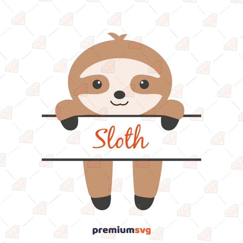 Sloth Monogram SVG, Hanging Sloth SVG Cricut Wild & Jungle Animals SVG Svg