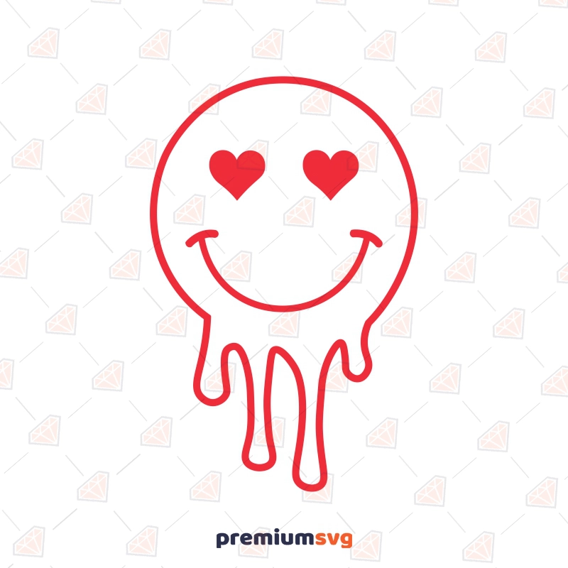 Smiley Heart Melted Face SVG, Love Emoji SVG Vector Files Valentine's Day SVG Svg