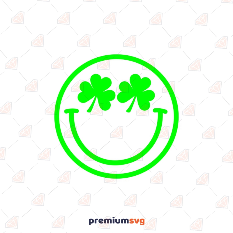 Smiley Face with Shamrock SVG, Lucky Clover SVG Graphics St Patrick's Day SVG Svg