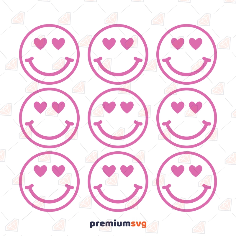 Smiley Face Pattern SVG, Valentine's Day Shirt SVG Vector Valentine's Day SVG Svg