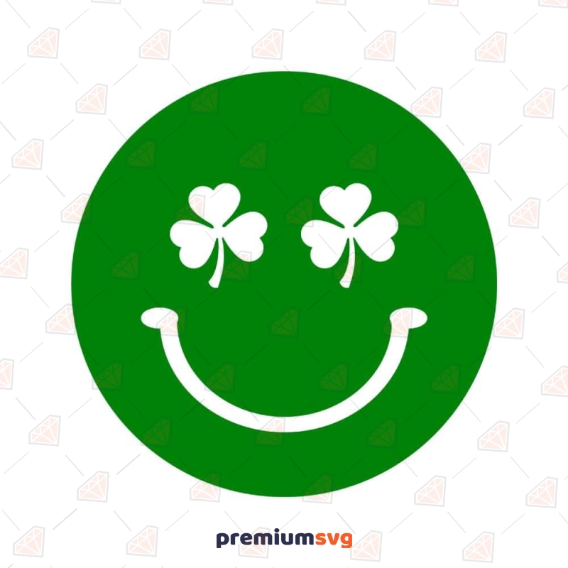 Smiley Face with Shamrocks SVG, Clover Eyes Retro SVG St Patrick's Day SVG Svg