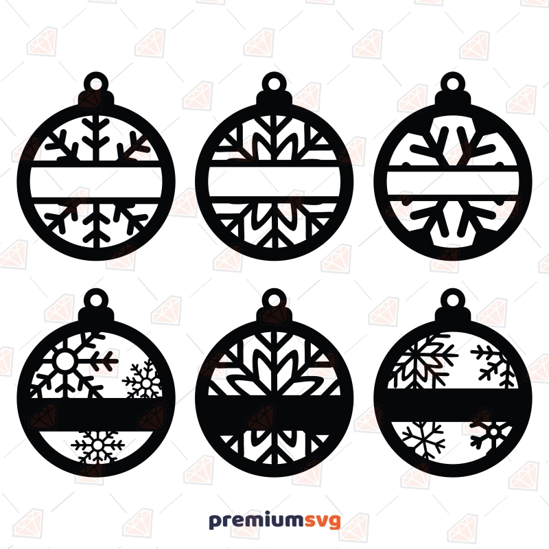 Snowflake Christmas Ornament SVG Bundle, Monogram Cut File Christmas SVG Svg