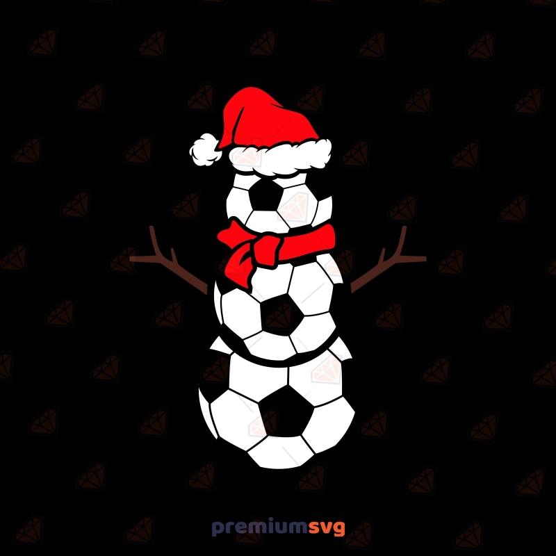 Soccer Christmas SVG, Soccer Snowman SVG with Santa Hat, Cricut Christmas SVG Svg