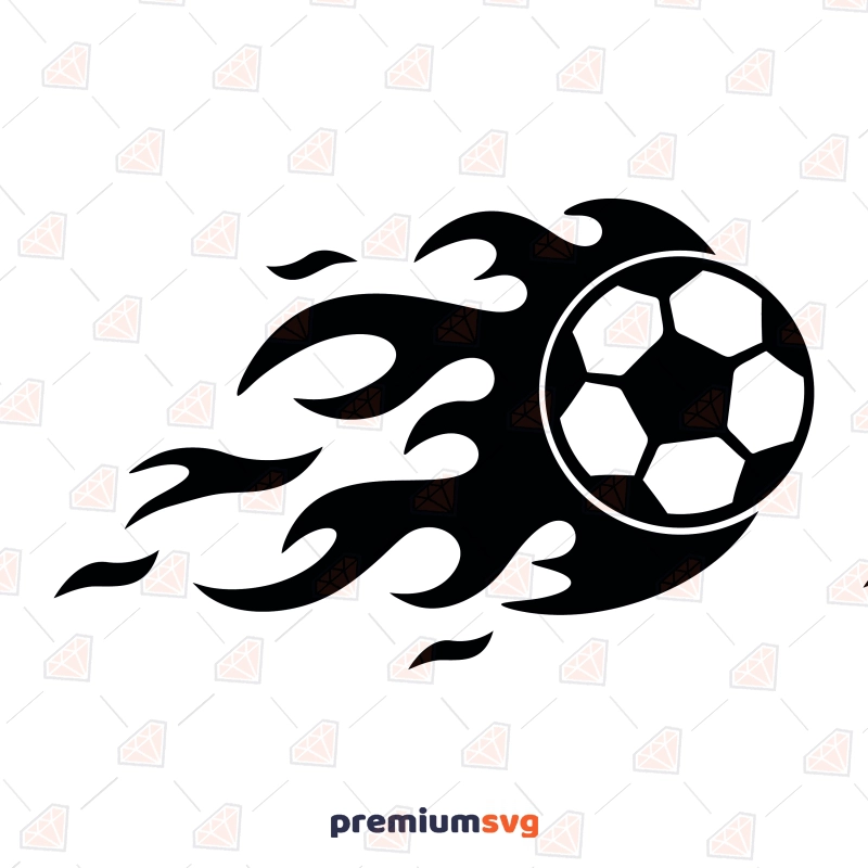 Soccer In Fire SVG Clipart, Soccer Flame SVG Instant Download Football SVG Svg