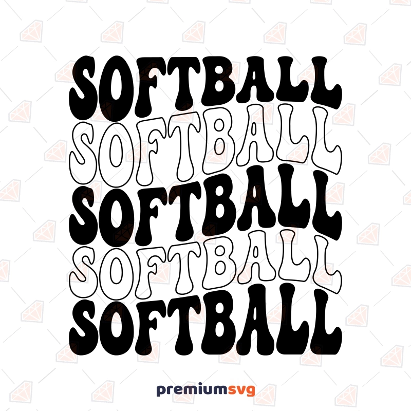 Softball SVG Design with Wavy Text, Softball SVG Shirt Softball SVG Svg