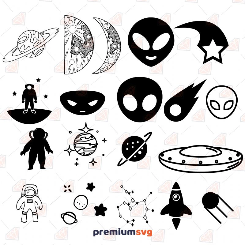 Space SVG Bundle, Space Alien Bundle SVG Vector Instant Download Sky/Space Svg