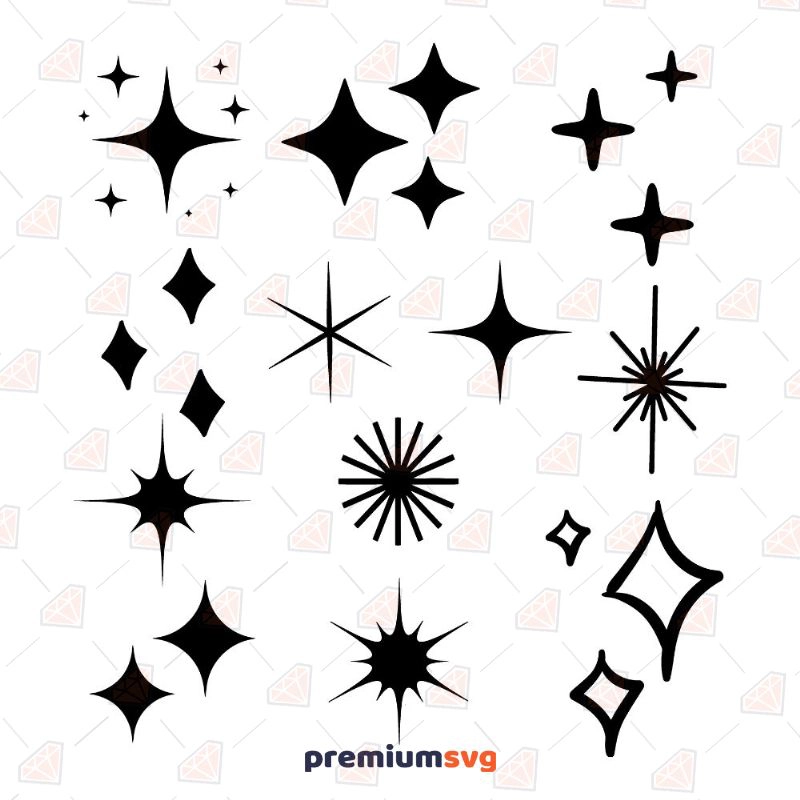 Sparkler Bundle SVG, Stars SVG Bundle Instant Download Vector Objects Svg