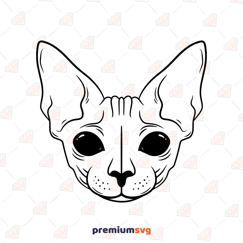 Sphynx Cat Face SVG, Instant Download Cut File Cat SVG Svg