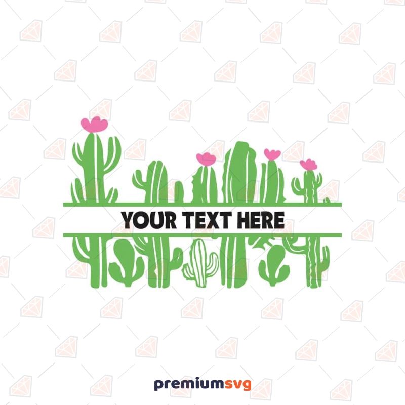 Cactus Monogram SVG, Split Cactus SVG Flower SVG Svg