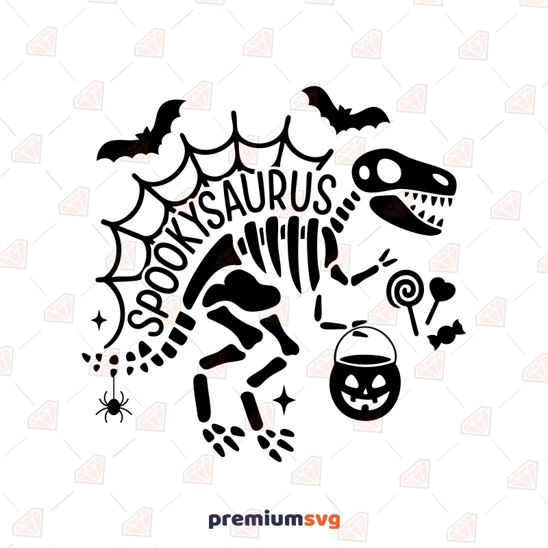 Spooky Saurus SVG, Halloween T-Rex Dinosaur SVG for Cricut & Silhouette Halloween SVG