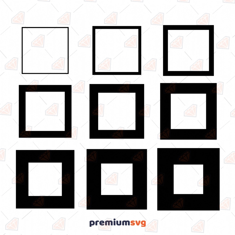 Square Different Thickness Frame SVG Shapes Svg