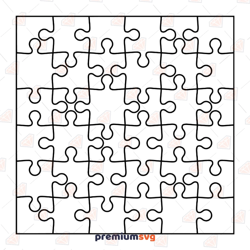 Square Puzzle Outline SVG Cut File, Puzzle Instant Download Vector Objects Svg