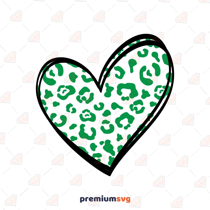 St Patrick's Day Doodle Heart SVG, Leopard Heart SVG St Patrick's Day SVG Svg